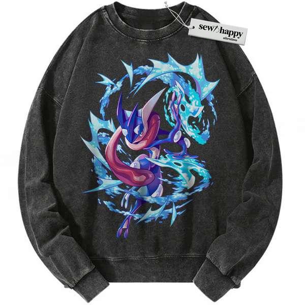 Wash Sweatshirt Greninja Sweatshirt, Pokemon Sweatshirt, Anime Sweatshirt, Vintage Sweater