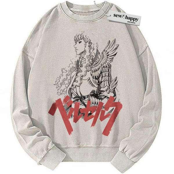 Wash Sweatshirt Griffith Sweatshirt, Berserk Sweatshirt, Anime Sweatshirt, Vintage Sweatshirt