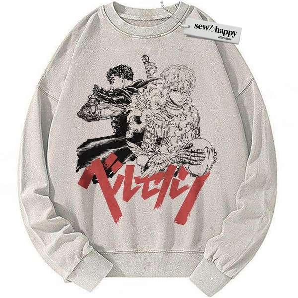 Wash Sweatshirt Griffith vs Guts Sweatshirt, Berserk Sweatshirt, Anime Sweatshirt, Vintage Sweatshirt