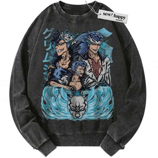 Wash Sweatshirt Grimmjow Jaegerjaquez Sweatshirt, Bleach Sweatshirt, Anime Sweatshirt, Vintage Sweatshirt