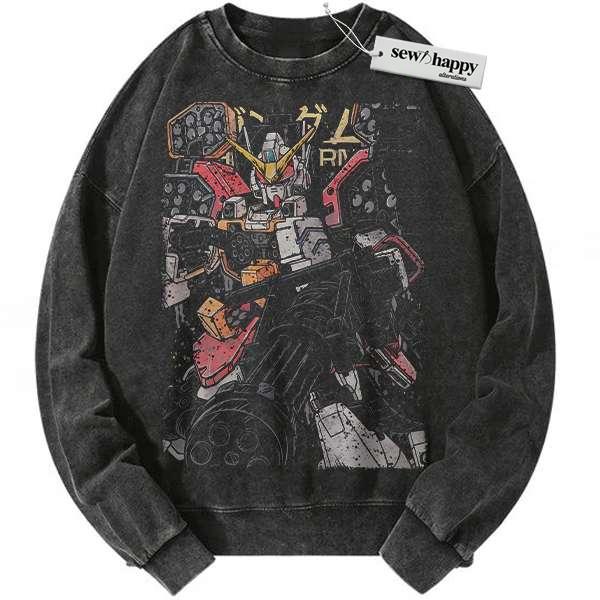 Wash Sweatshirt Gundam Sweatshirt, Anime Sweatshirt, Vintage Sweater
