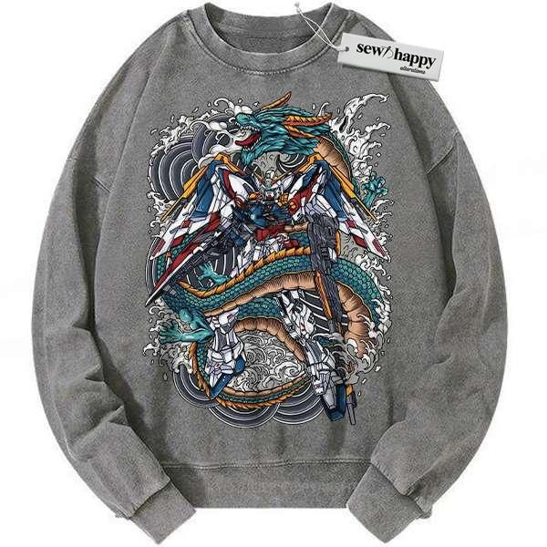 Wash Sweatshirt Gundam Sweatshirt, Anime Sweatshirt, Vintage Sweater