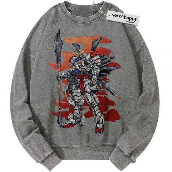 Wash Sweatshirt Gundam Sweatshirt, Anime Sweatshirt,Vintage Sweater