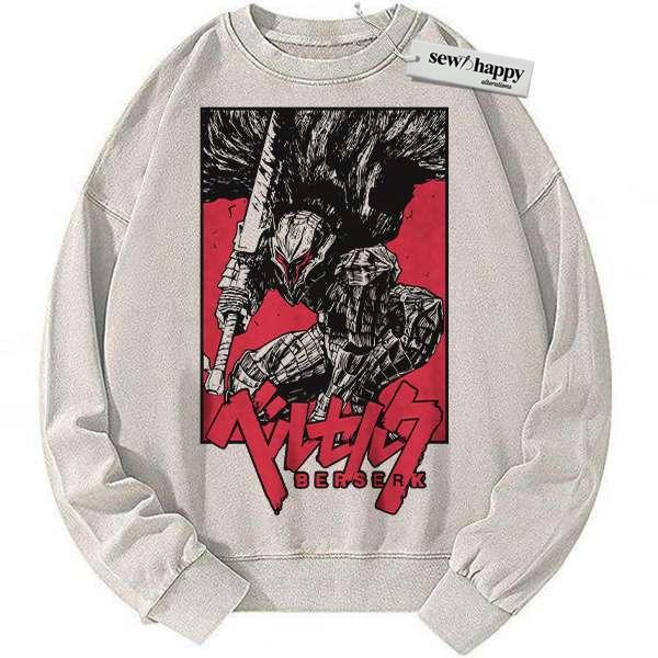 Wash Sweatshirt Guts Sweatshirt, Berserk Sweatshirt, Anime Sweatshirt, Vintage Sweater Wash Sweatshirt Guts Sweatshirt, Berserk Sweatshirt, Anime Sweatshirt, Vintage Sweater - Image 1