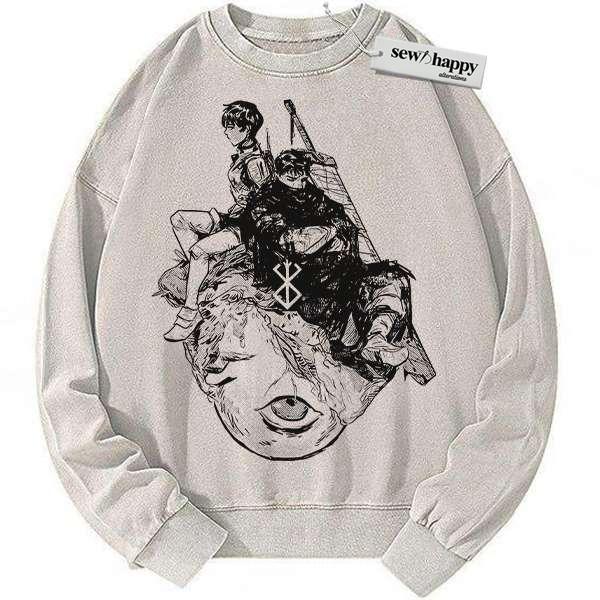 Wash Sweatshirt Guts Sweatshirt, Berserk Sweatshirt, Anime Sweatshirt, Vintage Sweater