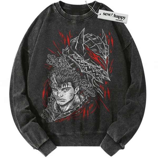 Wash Sweatshirt Guts Sweatshirt, Berserk Sweatshirt, Anime Sweatshirt, Vintage Sweatshirt