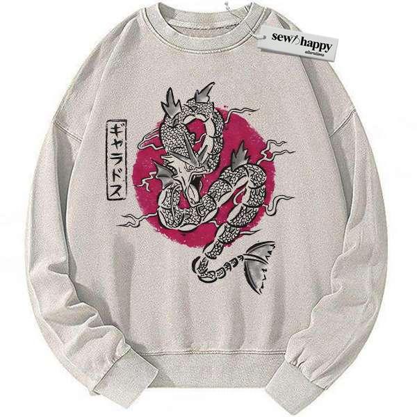 Wash Sweatshirt Gyarados Sweatshirt, Pokemon Sweatshirt, Anime Sweatshirt, Vintage Sweatshirt