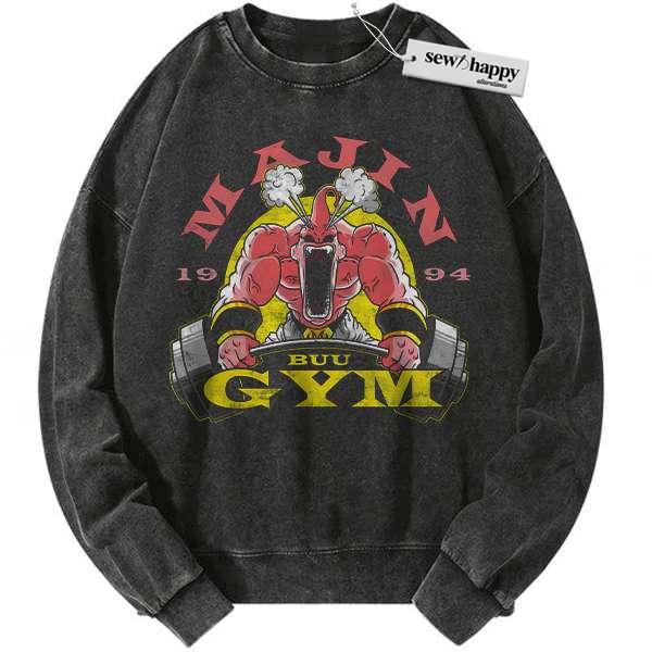 Wash Sweatshirt Gym Majin Buu Sweatshirt, Dragon Ball Sweatshirt, DBZ Sweatshirt, Anime Sweatshirt, Vintage Sweatshirt