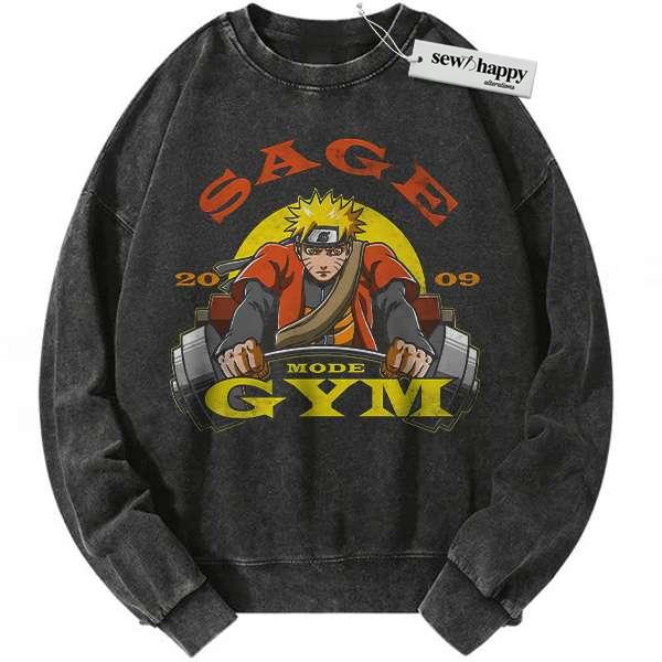 Wash Sweatshirt Gym Naruto Sweatshirt, Anime Sweatshirt, Vintage Sweatshirt