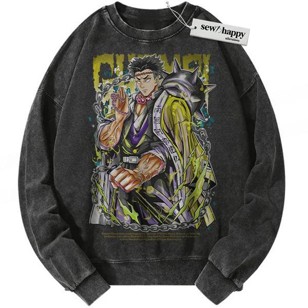 Wash Sweatshirt Gyomei Himejima Sweatshirt, Demon Slayer Sweatshirt, Anime Sweatshirt, Vintage Sweatshirt