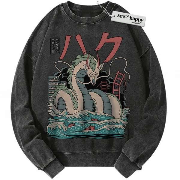 Wash Sweatshirt Haku Sweatshirt, Spirited Away Sweatshirt, Studio Ghibli Sweatshirt, Anime Sweatshirt, Vintage Sweater