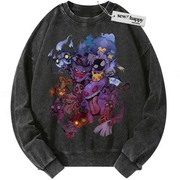 Wash Sweatshirt Halloween Pokemon Sweatshirt, Anime Sweatshirt, Vintage Sweater