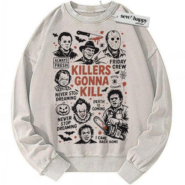 Wash Sweatshirt Halloween Sweatshirt, Horror Sweatshirt, Vintage Sweatshirt