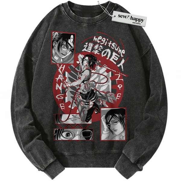 Wash Sweatshirt Hange Zoe Sweatshirt, Attack on Titan Sweatshirt, AOT Sweatshirt, Anime Sweatshirt, Vintage Sweatshirt