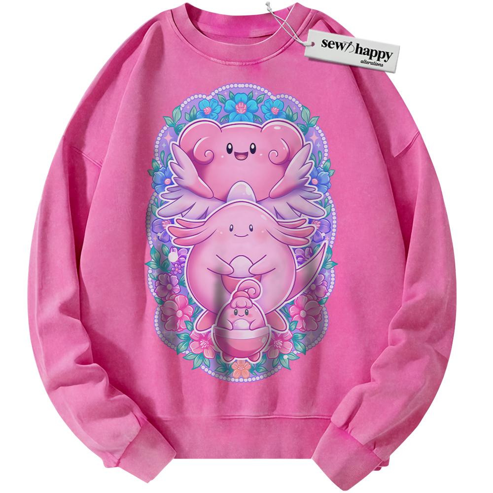 Wash Sweatshirt Happiny, Chansey and Blissey Sweatshirt, Pokemon Sweatshirt, PKM Sweatshirt, Anime Sweatshirt, Vintage Sweater