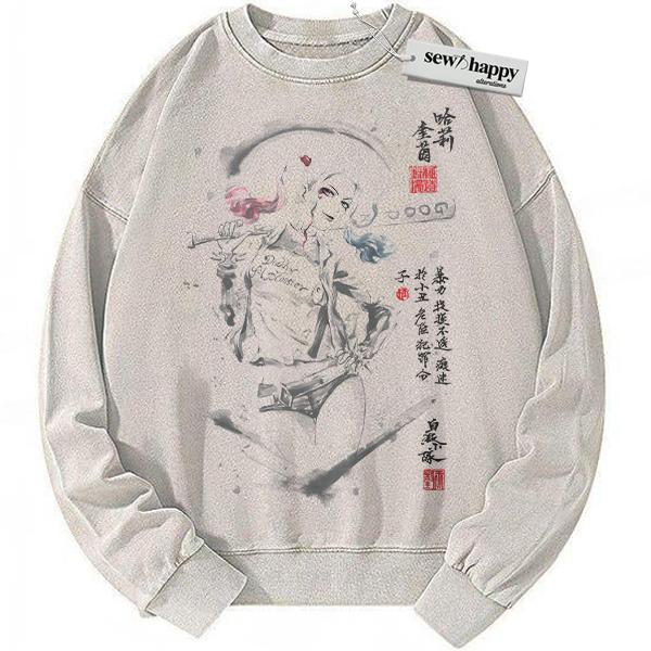 Wash Sweatshirt Harley Quinn Sweatshirt, Vintage Sweatshirt