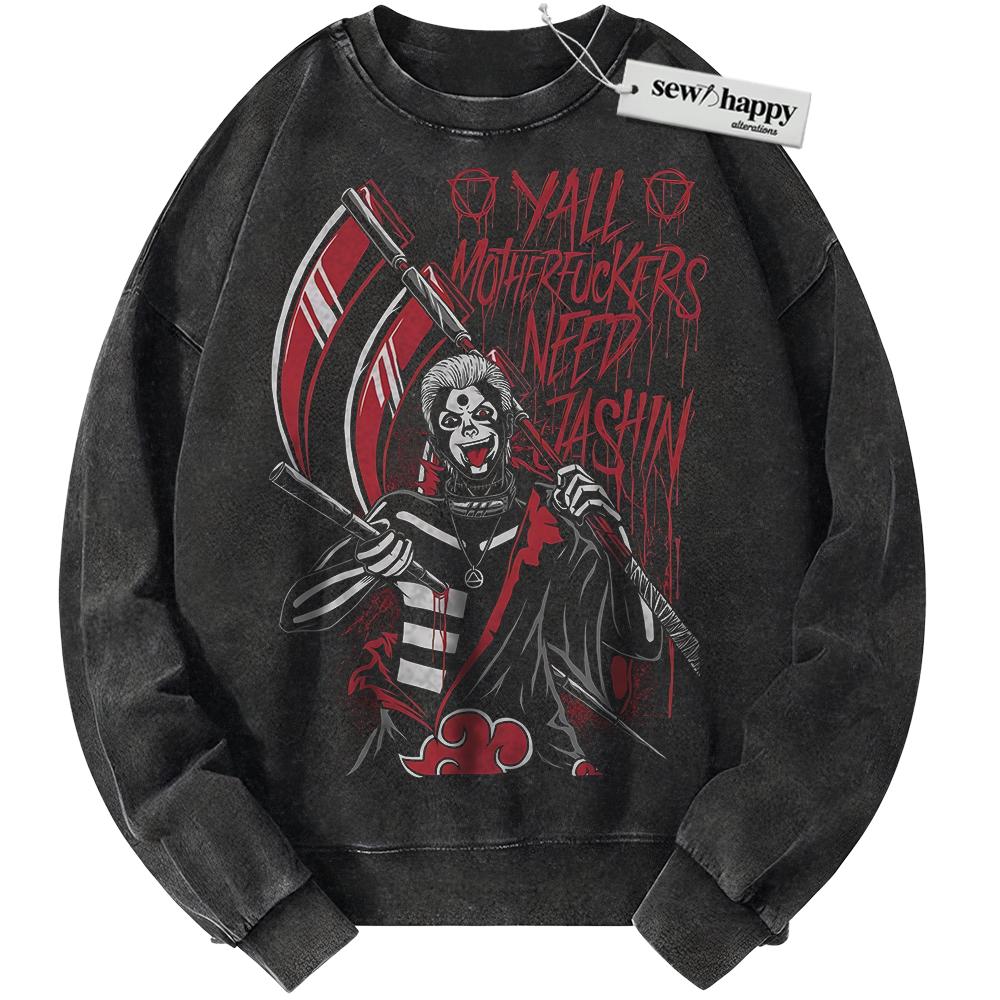 Wash Sweatshirt Hidan Sweatshirt, Naruto Sweatshirt, Anime Sweatshirt, Vintage Sweater