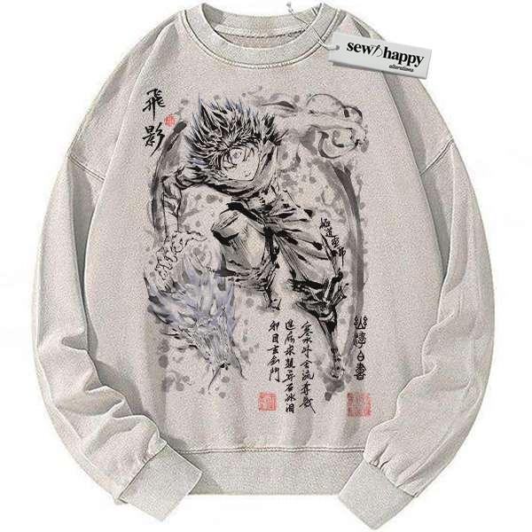Wash Sweatshirt Hiei Sweatshirt, YuYu Hakusho Sweatshirt, Anime Sweatshirt, Vintage Sweater