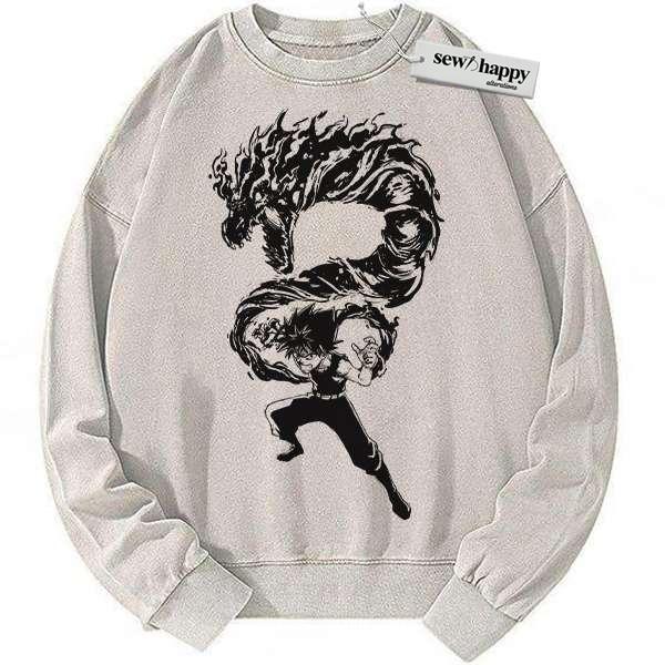 Wash Sweatshirt Hiei Sweatshirt, YuYu Hakusho Sweatshirt, Anime Sweatshirt, Vintage Sweater