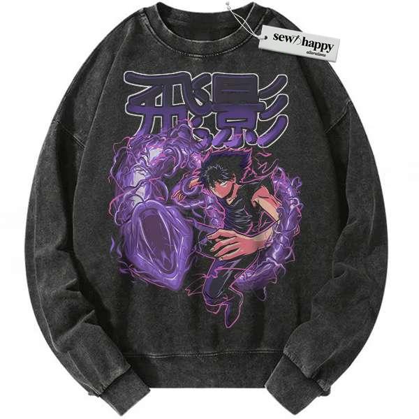 Wash Sweatshirt Hiei Sweatshirt, YuYu Hakusho Sweatshirt, Anime Sweatshirt, Vintage Sweatshirt