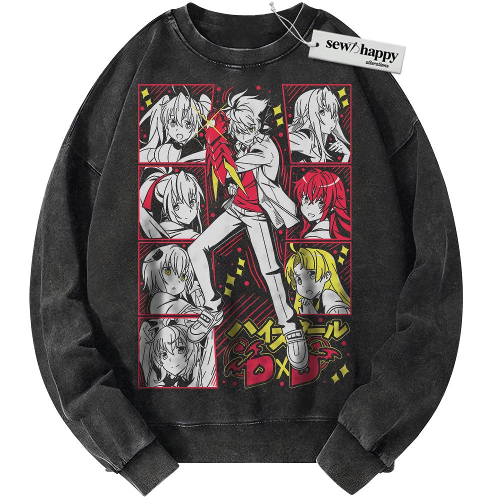 Wash Sweatshirt High School DxD Sweatshirt, Anime Sweatshirt, Vintage Sweater
