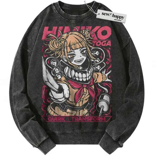Wash Sweatshirt Himiko Toga Sweatshirt, MHA Sweatshirt, Anime Sweatshirt, Vintage Sweater