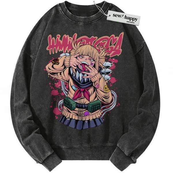 Wash Sweatshirt Himiko Toga Sweatshirt, MHA Sweatshirt, Anime Sweatshirt, Vintage Sweatshirt