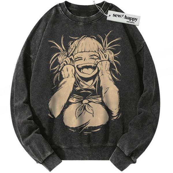 Wash Sweatshirt Himiko Toga Sweatshirt, MHA Sweatshirt, Anime Sweatshirt, Vintage Sweatshirt