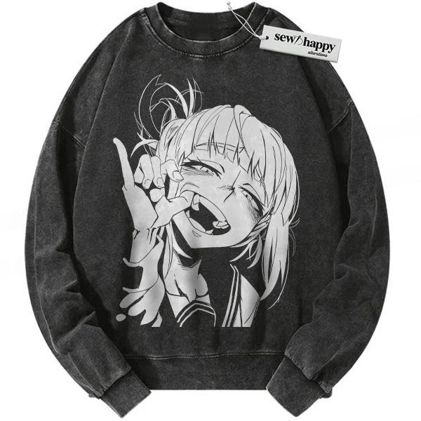 Wash Sweatshirt Himiko Toga Sweatshirt, MHA Sweatshirt, Anime Sweatshirt, Vintage Sweatshirt Wash Sweatshirt Himiko Toga Sweatshirt, MHA Sweatshirt, Anime Sweatshirt, Vintage Sweatshirt - Image 1