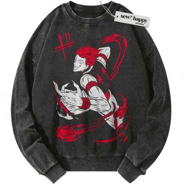 Wash Sweatshirt Hisoka Morow Sweatshirt, Hunter x Hunter Sweatshirt, HxH Sweatshirt, Anime Sweatshirt, Vintage Sweatshirt
