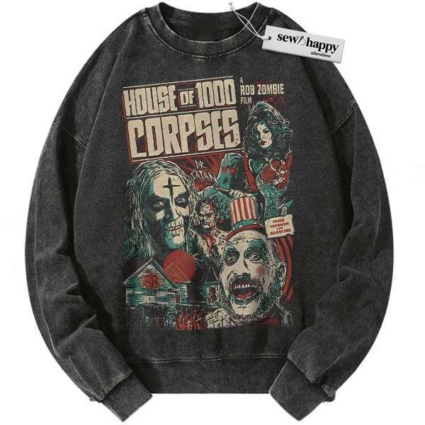 Wash Sweatshirt House of 1000 Corpses Sweatshirt, Halloween Sweatshirt, Horror Movie Sweatshirt, Vintage Sweater