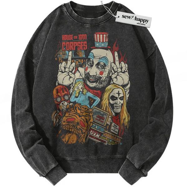 Wash Sweatshirt House of 1000 Corpses Sweatshirt, Horror Movie Sweatshirt, Halloween Sweatshirt, Vintage Sweater