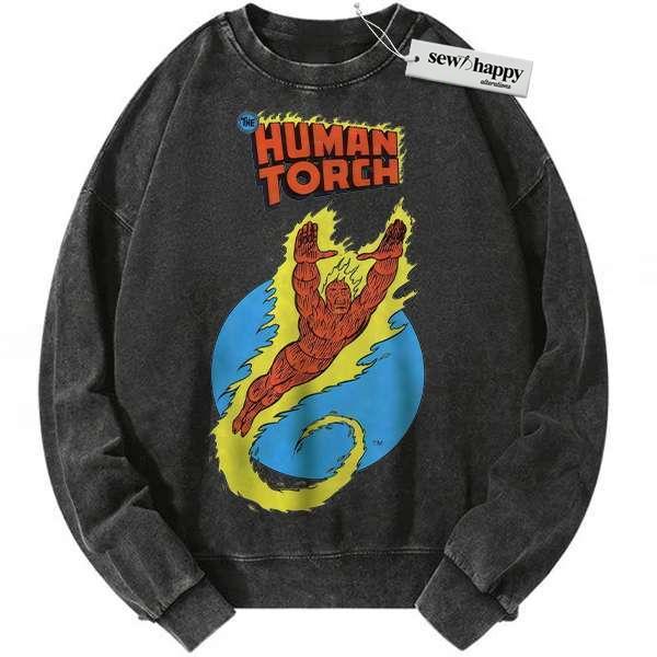 Wash Sweatshirt Human Torch Sweatshirt, Fantastic Four Sweatshirt, Marvel Comics Sweatshirt, Vintage Sweatshirt