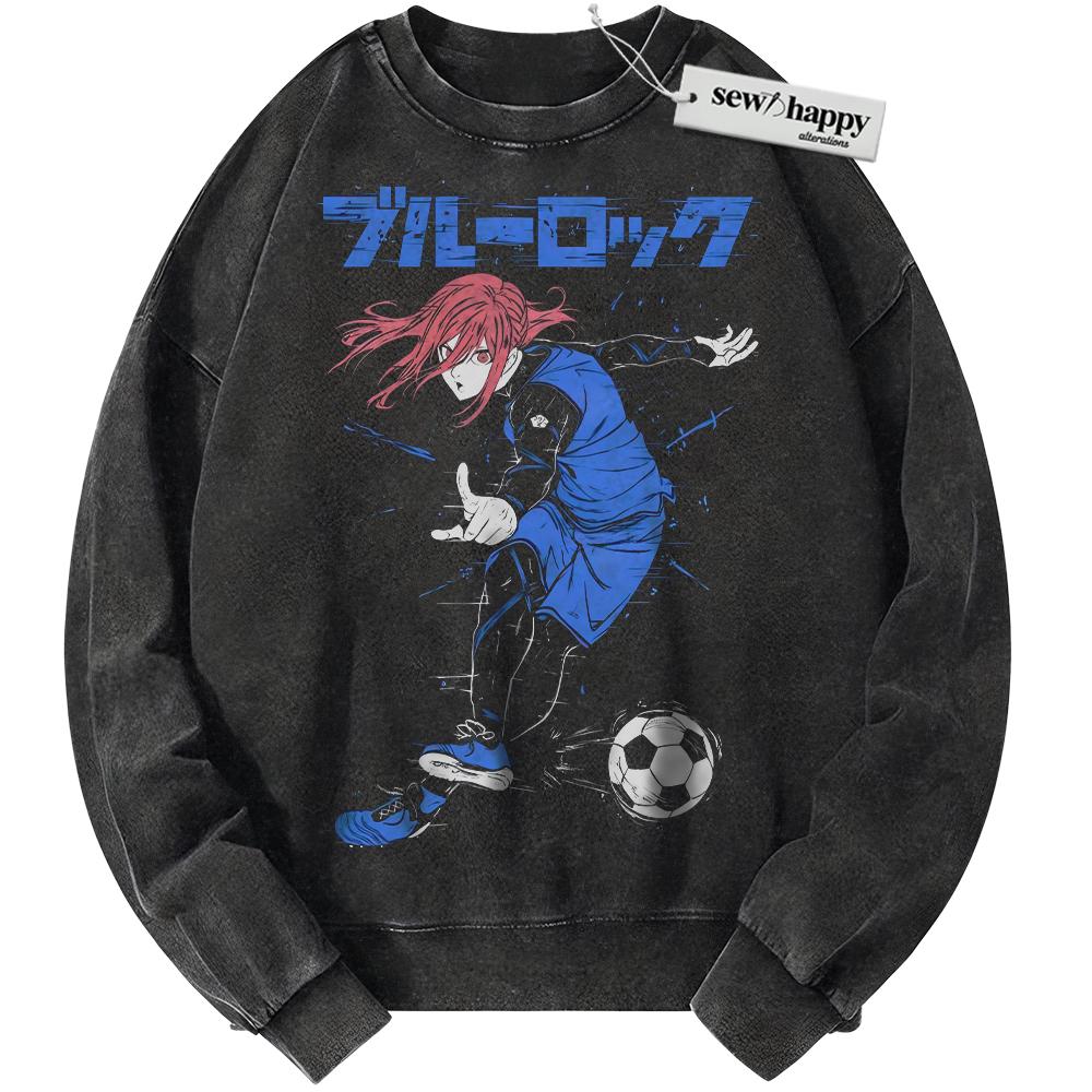 Wash Sweatshirt Hyoma Chigiri Sweatshirt, Blue Lock Sweatshirt, Anime Sweatshirt, Vintage Sweater