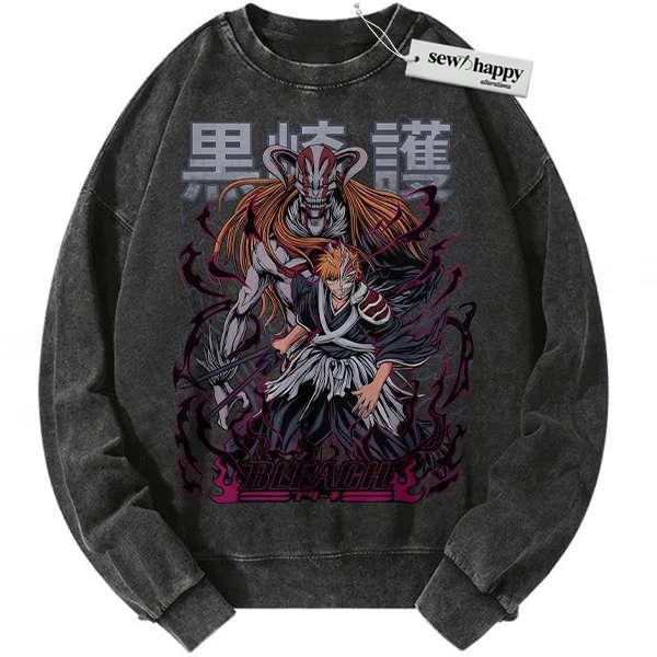 Wash Sweatshirt Ichigo Kurosaki Sweatshirt, Bleach Sweatshirt, Anime Sweatshirt, Vintage Sweater Wash Sweatshirt Ichigo Kurosaki Sweatshirt, Bleach Sweatshirt, Anime Sweatshirt, Vintage Sweater - Image 1
