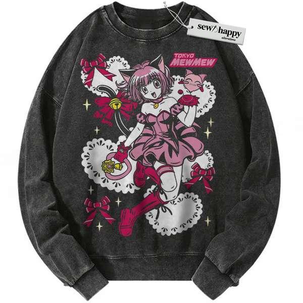 Wash Sweatshirt Ichigo Momomiya Sweatshirt, Tokyo Mew Mew Sweatshirt, Anime Sweatshirt, Vintage Sweatshirt
