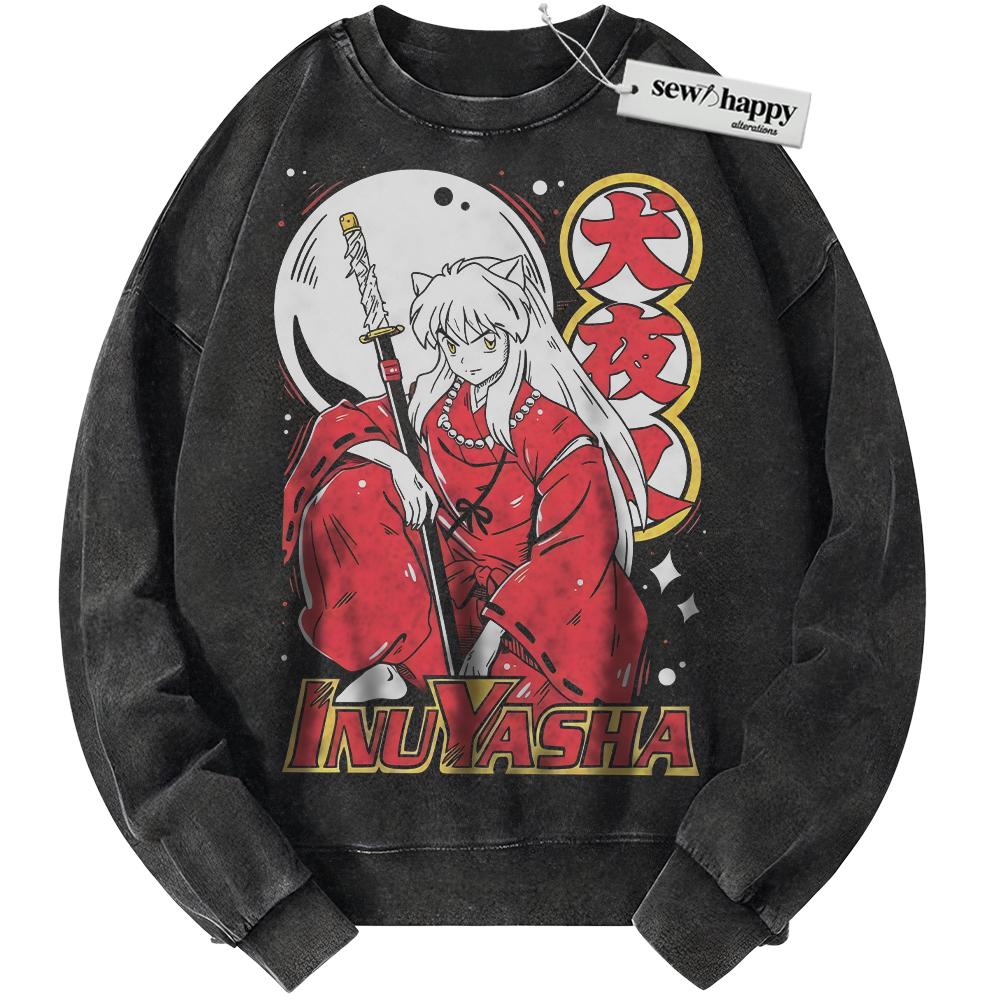 Wash Sweatshirt Inuyasha Sweatshirt, Anime Sweatshirt, Vintage Sweater