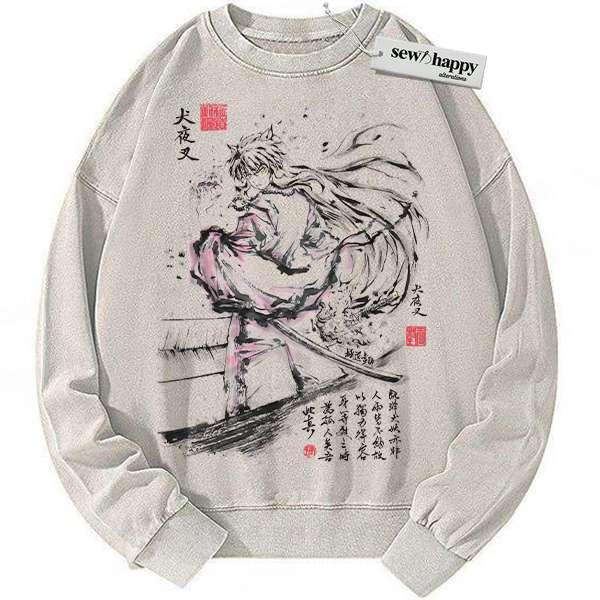 Wash Sweatshirt Inuyasha Sweatshirt, Anime Sweatshirt, Vintage Sweater