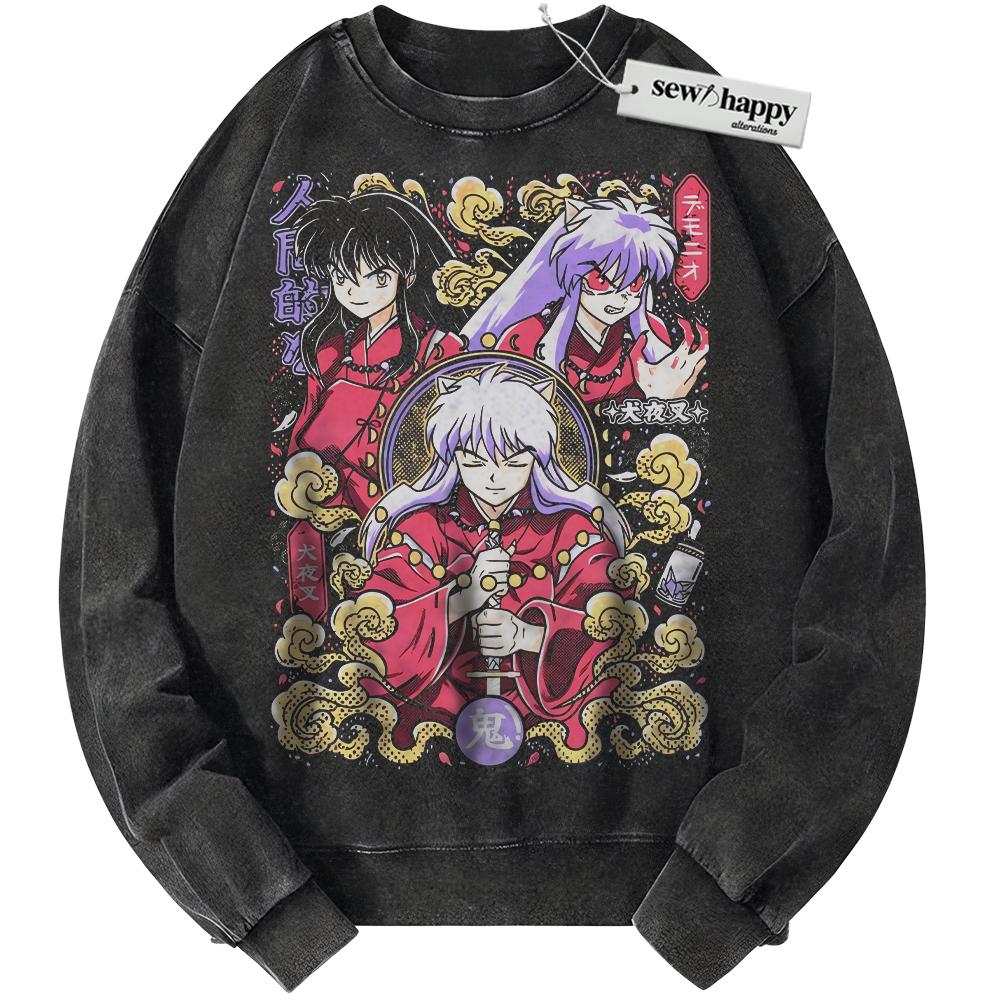 Wash Sweatshirt Inuyasha Sweatshirt, Anime Sweatshirt, Vintage Sweater