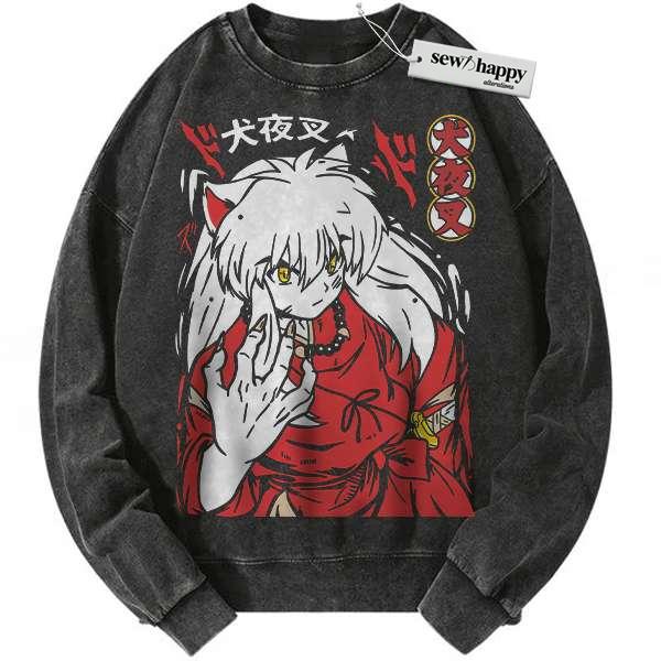 Wash Sweatshirt Inuyasha Sweatshirt, Anime Sweatshirt, Vintage Sweatshirt