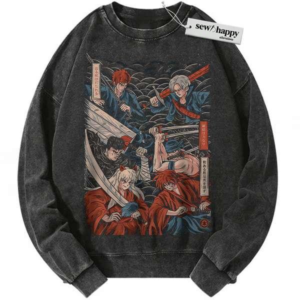 Wash Sweatshirt Inuyasha Sweatshirt, Guts Sweatshirt, Zoro Sweatshirt, Ichigo Sweatshirt, Trunks Sweatshirt, Kenshin Himura Sweatshirt, Anime Sweatshirt, Vintage Sweater