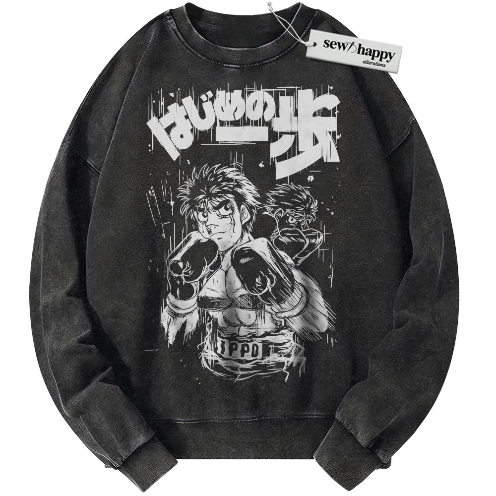 Wash Sweatshirt Ippo Makunouchi Sweatshirt, Hajime no Ippo Sweatshirt, Anime Sweatshirt, Vintage Sweater