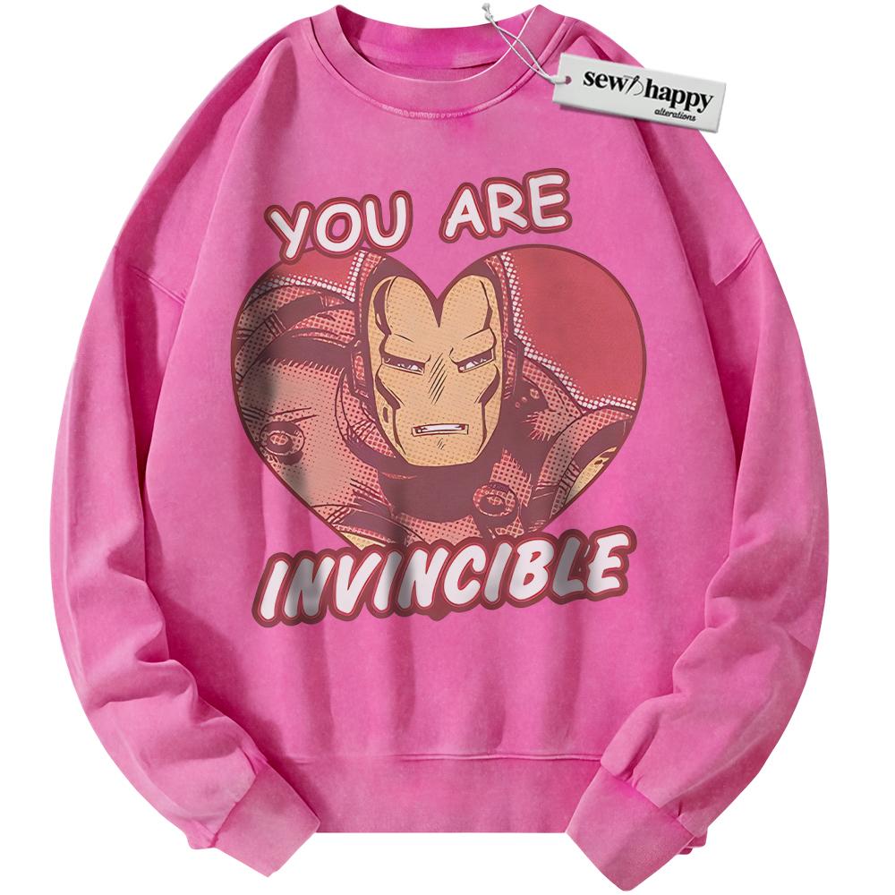 Wash Sweatshirt Iron Man Sweatshirt, Valentine's Day Sweatshirt, Marvel Comics Sweatshirt, Vintage Sweater