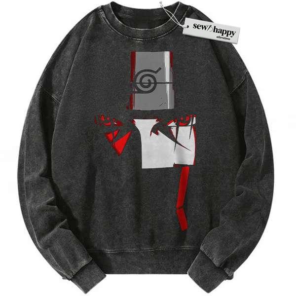 Wash Sweatshirt Itachi Uchiha Sweatshirt, Akatsuki Sweatshirt, Naruto Sweatshirt, Anime Sweatshirt, Vintage Sweatshirt