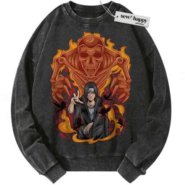 Wash Sweatshirt Itachi Uchiha Sweatshirt, Akatsuki Sweatshirt, Naruto Sweatshirt, Anime Sweatshirt, Vintage Sweatshirt