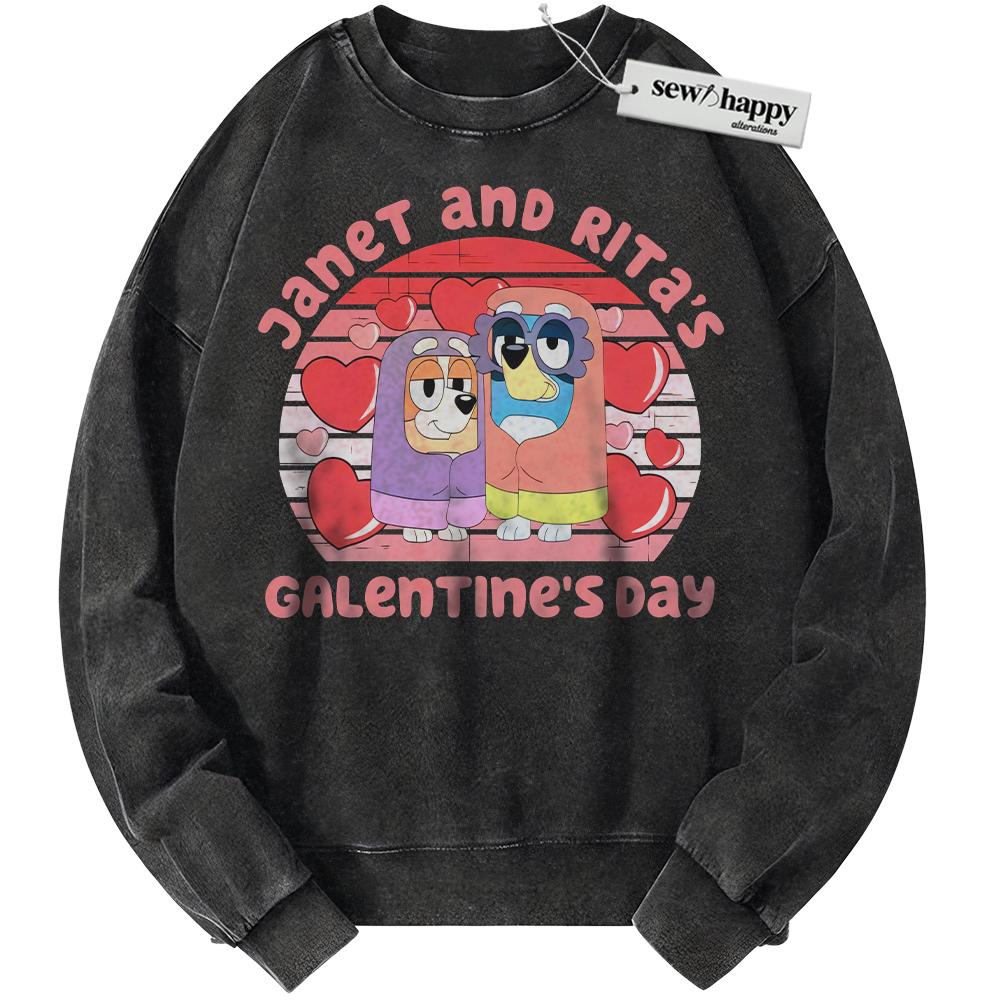 Wash Sweatshirt Janet and Rita Sweatshirt, Bluey Sweatshirt, Valentine's Day Sweatshirt, Animated Sweatshirt, Vintage Sweater