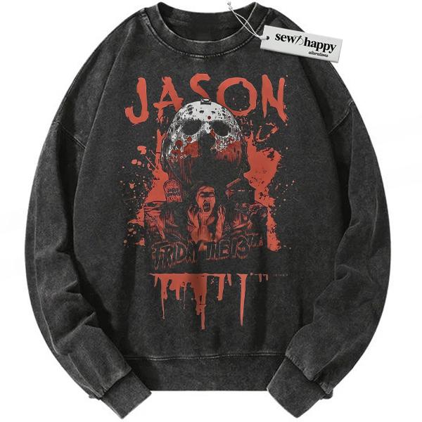 Wash Sweatshirt Jason Voorhees Sweatshirt, Friday the 13th Sweatshirt, Halloween Sweatshirt, Horror Sweatshirt, Vintage Sweatshirt