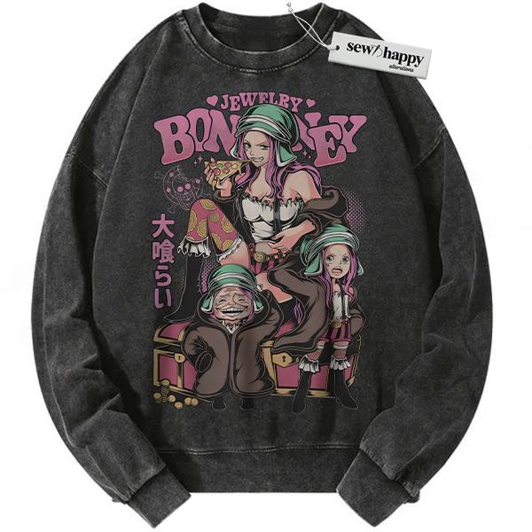 Wash Sweatshirt Jewelry Bonney Sweatshirt, One Piece Sweatshirt, Anime Sweatshirt, Vintage Sweatshirt