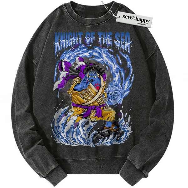 Wash Sweatshirt Jinbe Sweatshirt, One Piece Sweatshirt, Anime Sweatshirt, Vintage Sweatshirt