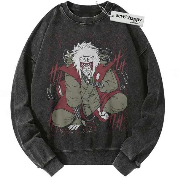 Wash Sweatshirt Jiraiya Sweatshirt, Naruto Sweatshirt, Anime Sweatshirt, Vintage Sweater Wash Sweatshirt Jiraiya Sweatshirt, Naruto Sweatshirt, Anime Sweatshirt, Vintage Sweater - Image 1